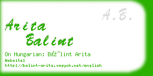 arita balint business card
